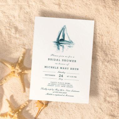 Watercolor Sailing Yacht Party Bridal Shower Invitations