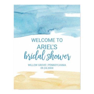 Watercolor Sand and Sea Bridal Shower Welcome Poster