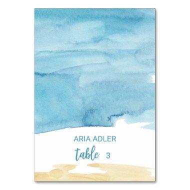 Watercolor Sand and Sea Escort Place Invitations