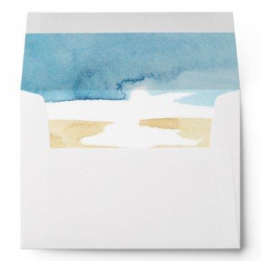 Watercolor Sand and Sea Wedding Envelope