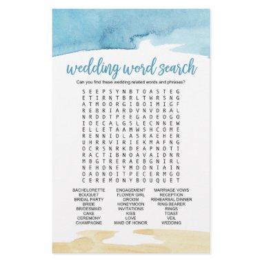 Watercolor Sand and Sea "Wedding Word Search" Game Flyer