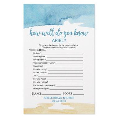 Watercolor Sand & Sea "What's In Your Purse" Game