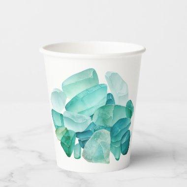 Watercolor Sea Glass Beach Lover Paper Cups