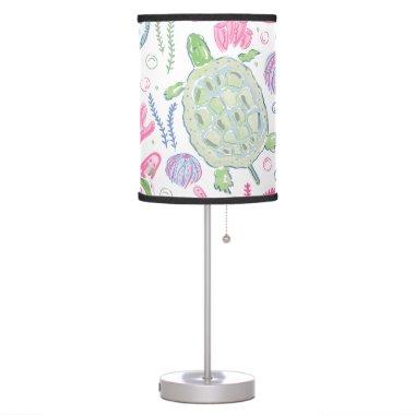 Watercolor Sea Turtles Ocean Table Lamp