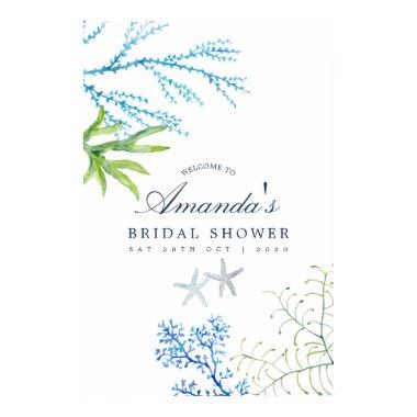 Watercolor Seaweed Beach  Welcome Poster