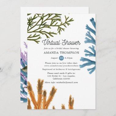 Watercolor Seaweed Virtual Bridal Shower Invitations