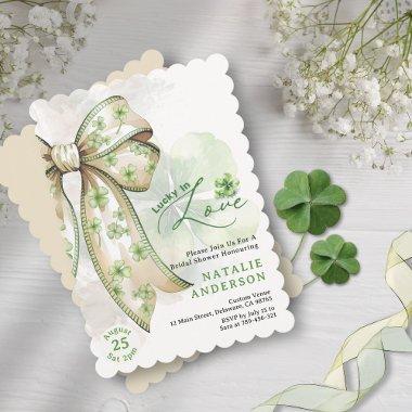 Watercolor Shamrock Bow Luck in Love