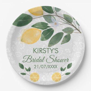 Watercolor Sicilian Lemons Bridal Shower Paper Plates