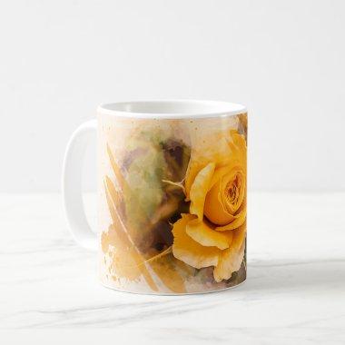Watercolor Single Yellow Rose Coffee Mug