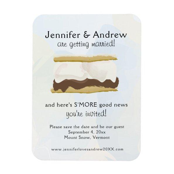 Watercolor S'mores Blue Save the Date Magnet