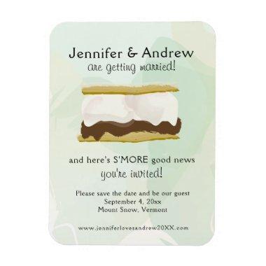 Watercolor S'mores Green Save the Date Magnet