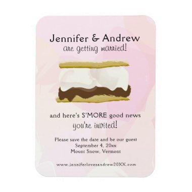 Watercolor S'mores Pink Save the Date Magnet