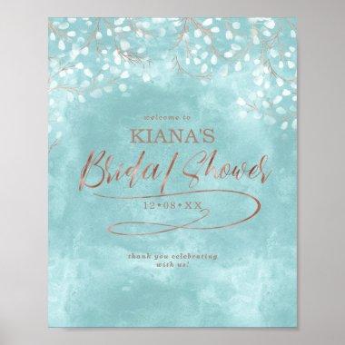 Watercolor Snowdrops Bridal Shower Teal ID726 Poster