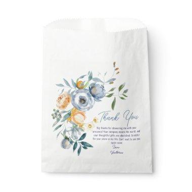Watercolor Soft Apricot & Pastel Blue Wildflowers Favor Bag