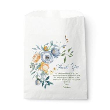 Watercolor Soft Apricot & Pastel Blue Wildflowers Favor Bag