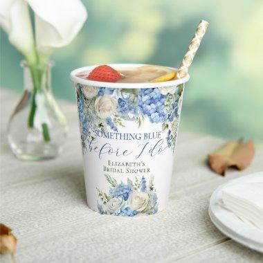 Watercolor Something Blue Floral  Paper Cups