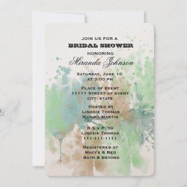 Watercolor Splash Bridal Shower Invitations