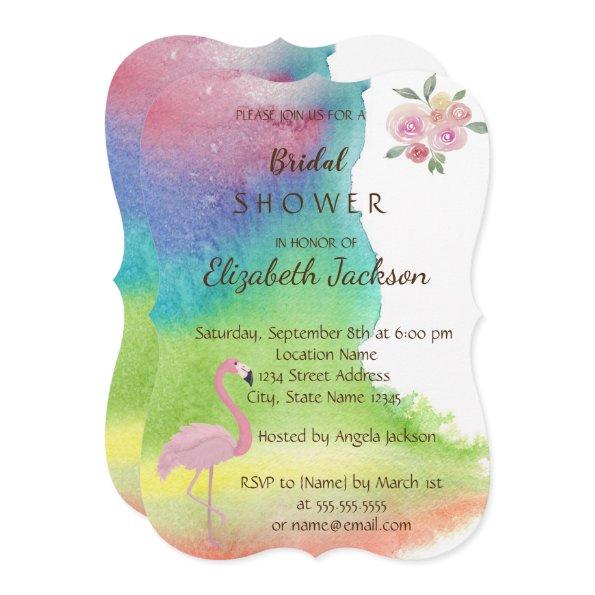Watercolor Splash Flower Flamingo