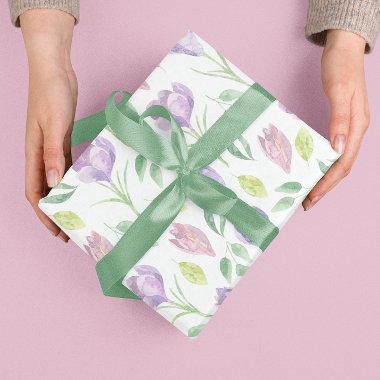 Watercolor Spring Floral Wrapping Paper Sheets