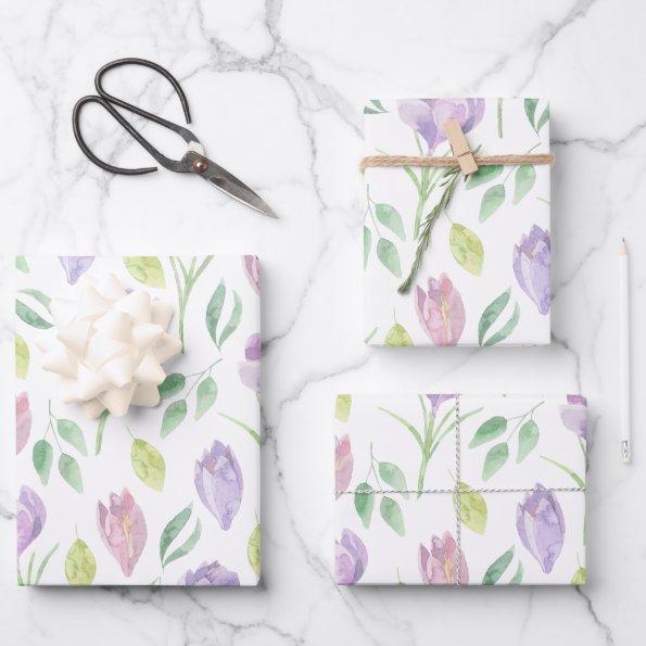 Watercolor Spring Floral Wrapping Paper Sheets