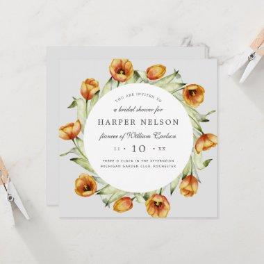 Watercolor spring flowers tulips bridal shower in Invitations