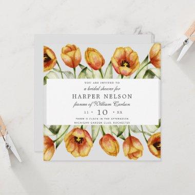 Watercolor spring flowers tulips bridal shower Invitations
