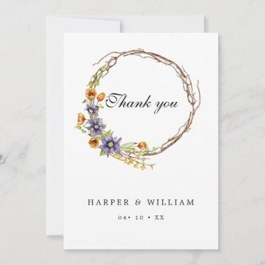 Watercolor spring flowers wedding thank you Invitations