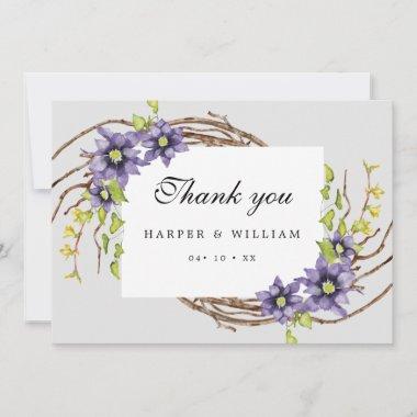 Watercolor spring flowers wedding thank you Invitations