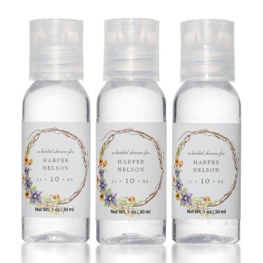 Watercolor spring flowers wreath bridal shower han hand sanitizer