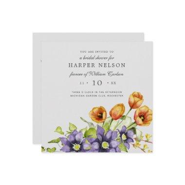 Watercolor spring flowers wreath  inv