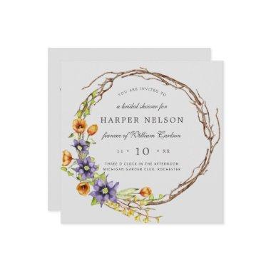 Watercolor spring flowers wreath