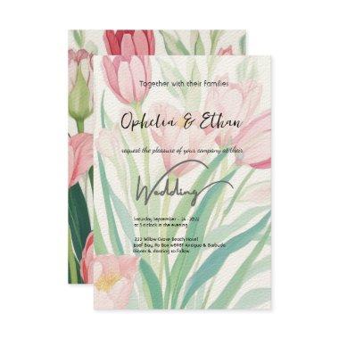 Watercolor Spring Tulips, Wedding