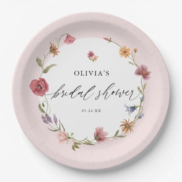 Watercolor Spring Wildflower Bridal Shower Paper Plates