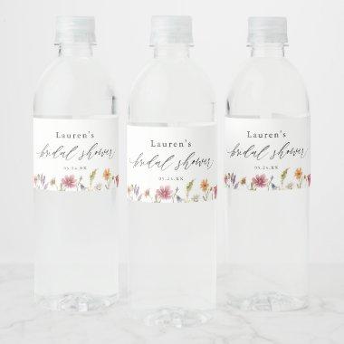 Watercolor Spring Wildflower Bridal Shower Water Bottle Label