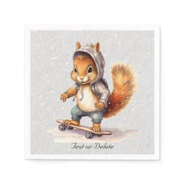 Watercolor Squirrel Snowboard Napkins