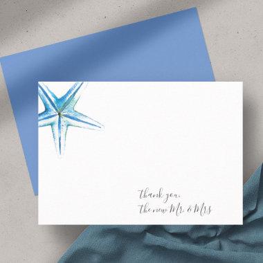 Watercolor Starfish Thank You Stationery Note Invitations