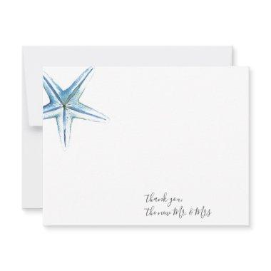 Watercolor Starfish Thank You Stationery Note Invitations