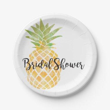 Watercolor Stencil Pineapple | Bridal Shower Paper Plates