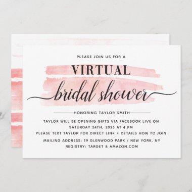 Watercolor Stroke Virtual Bridal Shower Invitations