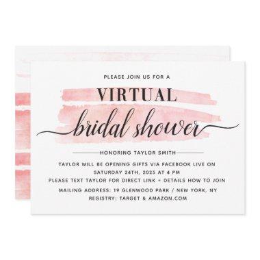 Watercolor Stroke Virtual Bridal Shower Invitations