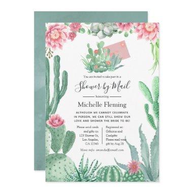 Watercolor Succulent Baby or Bridal Shower by Mail Invitations