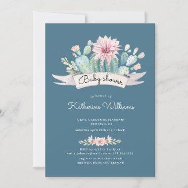 watercolor succulent baby shower Invitations