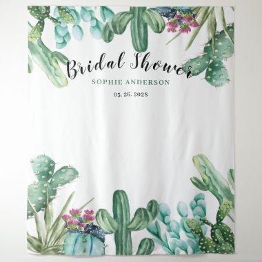 Watercolor Succulent Cactus Bridal Shower Tapestry