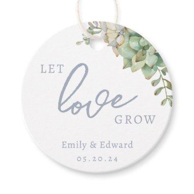 Watercolor Succulent Let Love Grow Wedding Favor Tags