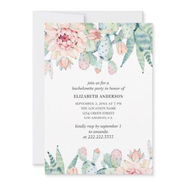 Watercolor succulents bachelorette party. Cactus