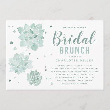 Watercolor Succulents Bridal Brunch Invitations