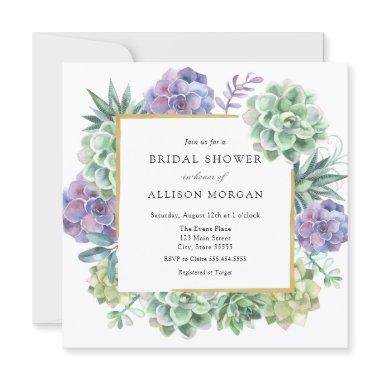 Watercolor Succulents Bridal Shower Invitations