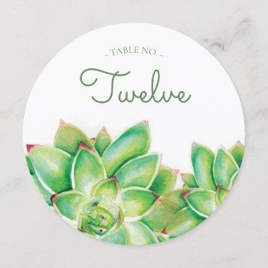 Watercolor Succulents Table Number