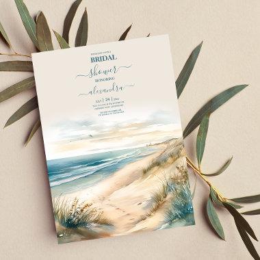 Watercolor Summer Ocean Beach Wedding Invitations