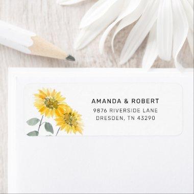 Watercolor Sunflower Botanical Return Address Label